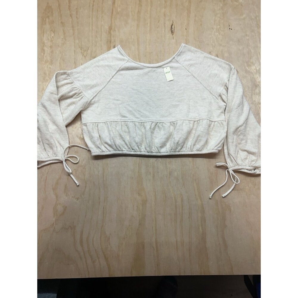 Aerie Take It Easy Top Shirt Small Beige‎ Crop Long Sleeve NWTs Boho Hippie sz s